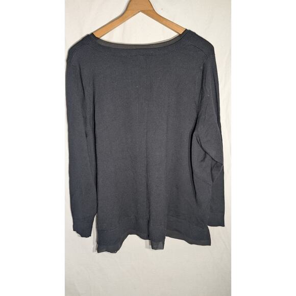 Lane Bryant Women's V Neck Sweater Sz 26/28 Lace Trim Black Classic Minimalist - Picture 4 of 4